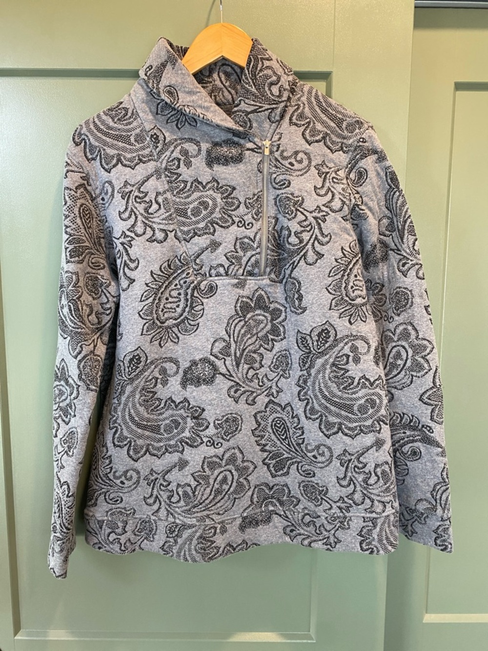 croft & barrow Gray Paisley Half-Zip Pullover